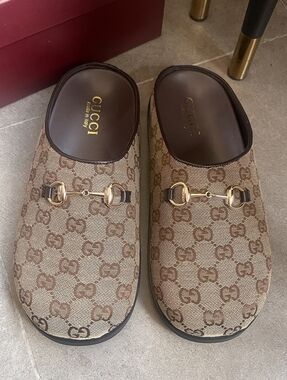 Gucci GG Monogram Horsebit Flat Mules